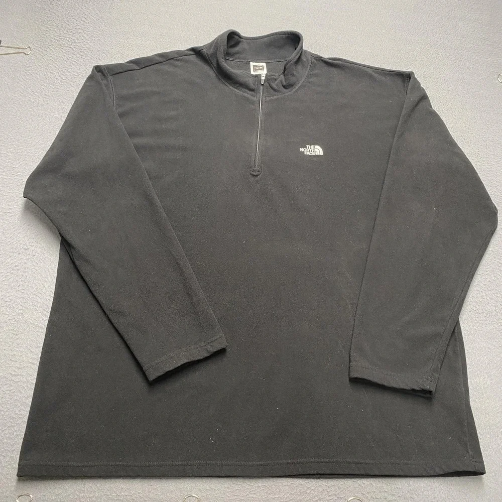 The North Face Fleece Sweatshirt Mens 2XL Black‎ 1/4 Zip Pullover Layer TKA100